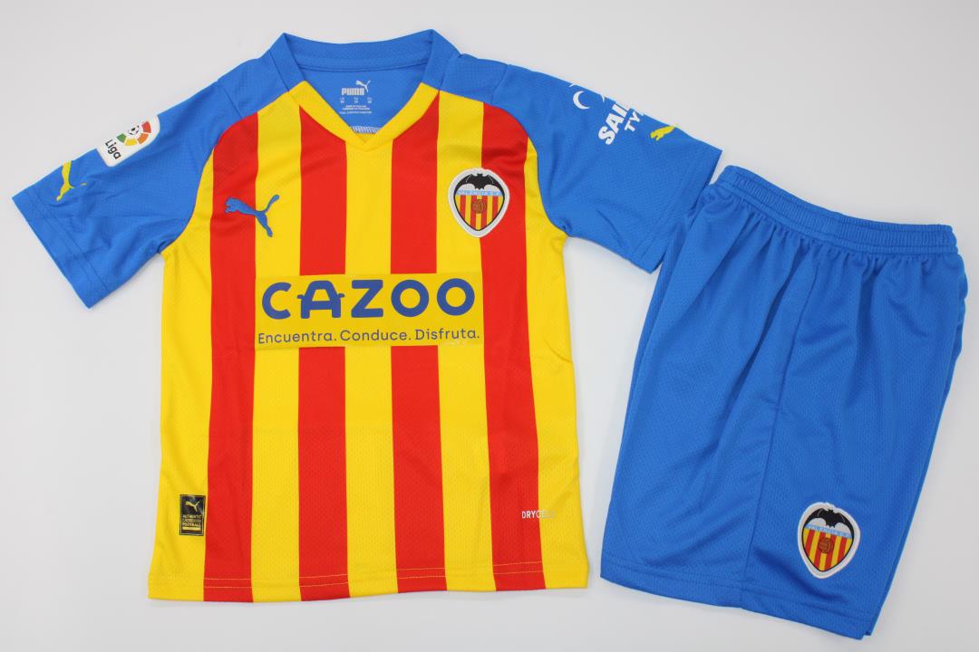 Kids-Valencia 22/23 Third Yellow/Red Soccer Jersey